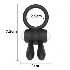 Ерекційне вібро кільце Power Clit Duo Silicone Cockring Black - 5