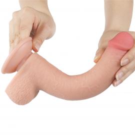 Фалоімітатор Sliding-Skin Dual Layer Dong 9 з мошонкою, тілесний - 3
