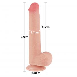 Фалоімітатор Sliding-Skin Dual Layer Dong 9 з мошонкою, тілесний - 7