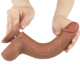 Фалоімітатор з мошонкою 8.5 Sliding Skin Dual Layer Dong Brown - 7