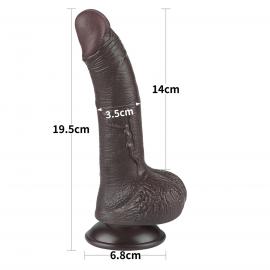 Фалоімітатор Sliding-Skin Dual Layer Dong 7.5 із зігнутим стовбуром, чорний - 3