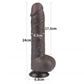 Фалоімітатор Sliding-Skin Dual Layer Dong 9.5 з мошонкою, чорний - 4