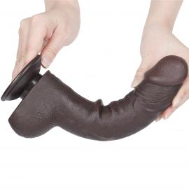 Фалоімітатор Sliding-Skin Dual Layer Dong 9.5 з мошонкою, чорний - 8