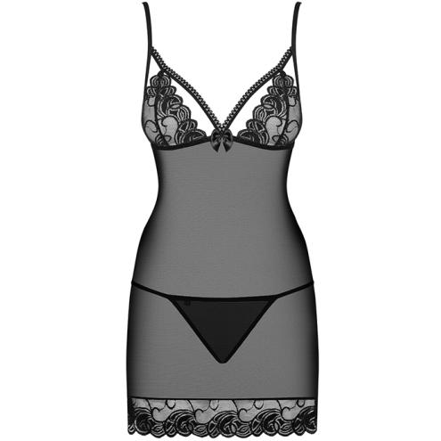 Комплект Obsessive Wonderia chemise (Чорний, L/XL)