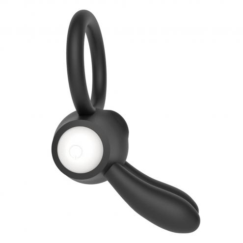 Эрекционное вибро кольцо Power Clit Duo Silicone Cockring Black