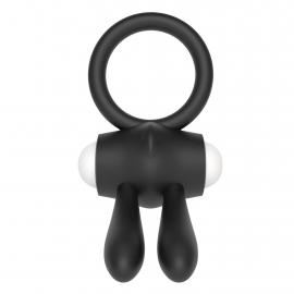 Эрекционное вибро кольцо Power Clit Duo Silicone Cockring Black - 2