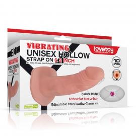 Порожнистий страпон Vibrating Unisex Strap On для пари з пультом керування - 7