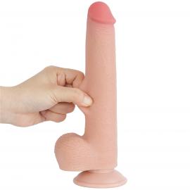 Фалоімітатор Sliding-Skin Dual Layer Dong 9 з мошонкою, тілесний - 2