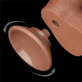 Фалоімітатор Sliding-Skin Dual Layer Dong 7 з закритою голівкою, світло-коричневий - 4