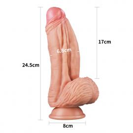 Фалоімітатор значного розміру 10'' Dual layered Platinum Silicone Cock – Flesh - 6