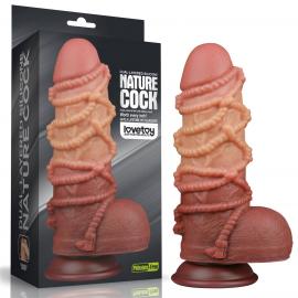 Фалоімітатор Dual-Layered Silicone Nature Cock 9.5, коричневий - 1