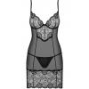 Комплект Obsessive Alluria chemise (Чорний, S/M)