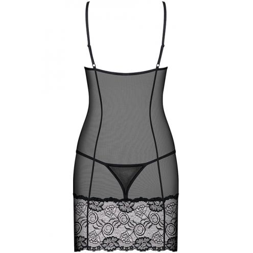 Комплект Obsessive Alluria chemise (Чорний, S/M)