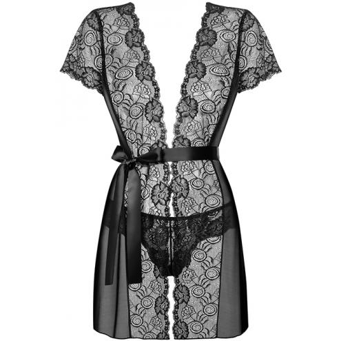 Комплект Obsessive Alluria robe (Чорний, S/M)