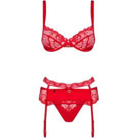 Комплект Obsessive Heartina set (Красный, S/M) - 3