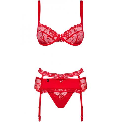 Комплект Obsessive Heartina set (Красный, S/M)
