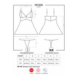 Комплект Obsessive 810-BAB-1 babydoll (Чорний, S/M) - 5