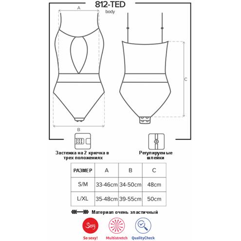 Боді Obsessive 812-TED-1 (Чорний, L/XL)