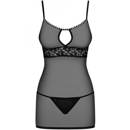 Комплект Obsessive 812-CHE-1 chemise (Чорний, S/M)
