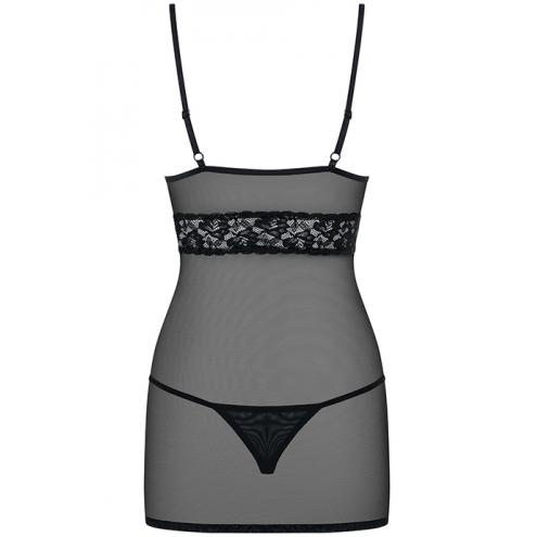 Комплект Obsessive 812-CHE-1 chemise (Чорний, S/M)