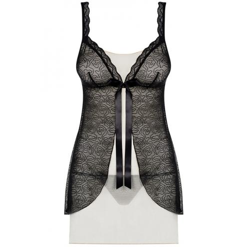 Комплект Obsessive 811-BAB-4 babydoll (Чорний-екрі, S/M)