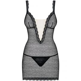 Комплект Obsessive 811-CHE-1 chemise (Черный-экри, S/M) - 3