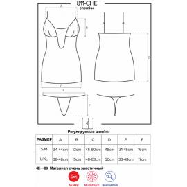 Комплект Obsessive 811-CHE-1 chemise (Черный-экри, S/M) - 5