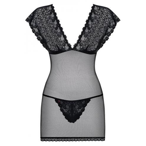 Комплект Obsessive 821-CHE-1 chemise (Чорний, S/M)