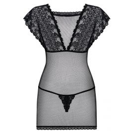 Комплект Obsessive 821-CHE-1 chemise (Чорний, S/M) - 4