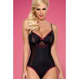Боди Obsessive 819-TED-1 (Черно-малиновый, S/M) - 1