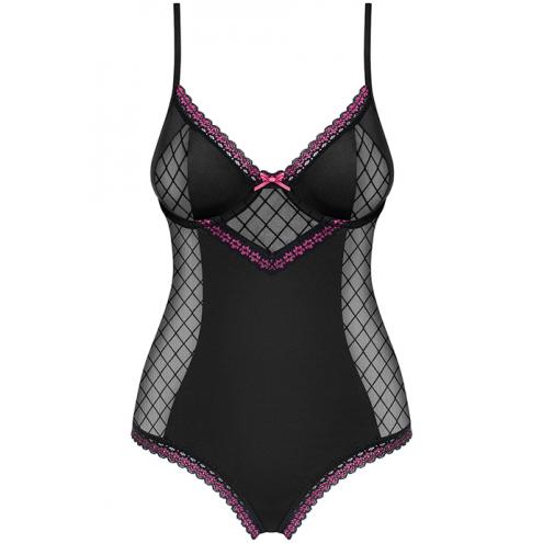 Боді Obsessive 819-TED-1 (Чорно-малиновий, S/M)