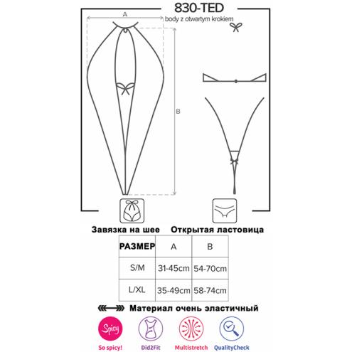 Боді Obsessive 830-TED-1 (Чорний, L/XL)