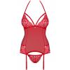 Комплект Obsessive 838-COR-3 corset (Червоний, L/XL)