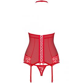 Комплект Obsessive 838-COR-3 corset (Червоний, L/XL) - 4