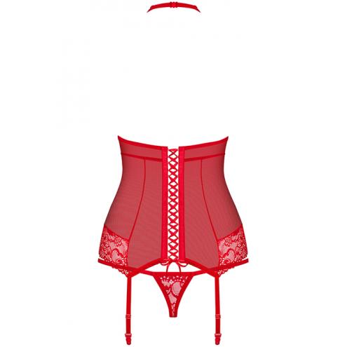 Комплект Obsessive 838-COR-3 corset (Червоний, L/XL)