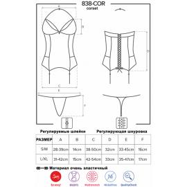 Комплект Obsessive 838-COR-3 corset (Червоний, L/XL) - 5