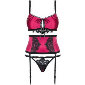 Комплект Obsessive 861-SEG-5 set (Малиновий з чорним, S/M) - 3