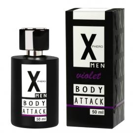 Мужские духи с феромонами - Aurora X Phero Men Body Attack Violet, 50 мл - 3