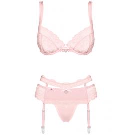 Комплект Obsessive Heartina set (Ніжно-рожевий, L/XL) - 3