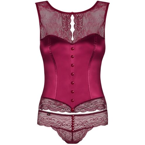 Комплект Obsessive Miamor corset (Бордовый, S/M)