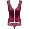 Комплект Obsessive Miamor corset (Бордовий, S/M)