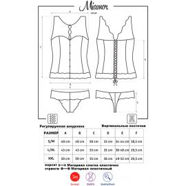 Комплект Obsessive Miamor corset (Бордовий, S/M) - 5