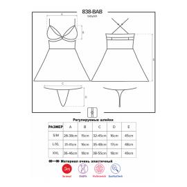 Комплект Obsessive 838-BAB-1 babydoll (Чёрный, XXL) - 4