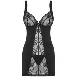 Комплект Obsessive Heartina chemise (Чорний, L/XL) - 3
