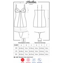 Комплект Obsessive Heartina chemise (Чорний, L/XL) - 5