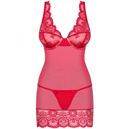 Комплект Obsessive 853-CHE-3 chemise (Червоний, L/XL)
