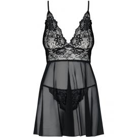 Комплект Obsessive Idillia babydoll (Чорний, L/XL) - 4