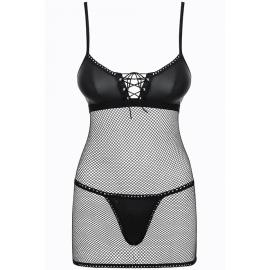 Комплект Obsessive Rebella chemise (Чорний, S/M) - 4