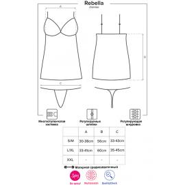 Комплект Obsessive Rebella chemise (Чорний, S/M) - 5