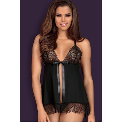 Комплект Obsessive Chiccanta babydoll (Чорний, L/XL)